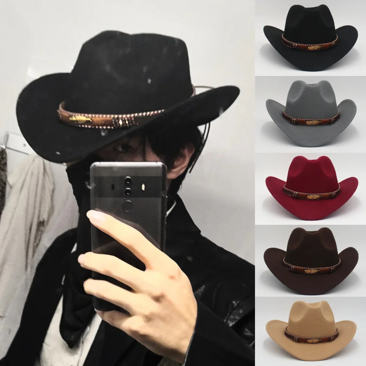 

Fashion Gentleman Western Cowboy Hat Designer Travel Cowgirl Country Hat Classic Jazz Women Felt Hats Feather Men's Knight Hat