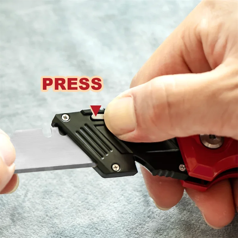 갈라코크 접이식 유틸리티 나이프, 블레이드 보관 및 빠른 교체 기능이 있는 접이식 박스 커터, 손잡이에 추가 블레이드 3개 포함, 알루미늄 바디