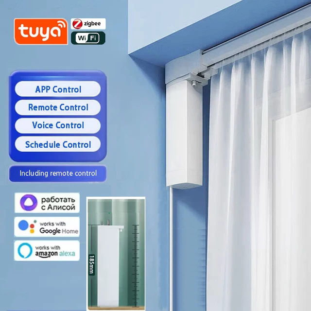 มอเตอร์ม่านอัจฉริยะระบบไฟฟ้า Tuya WiFi Zigbee รุ่นใหม่ล่าสุด พร้อมรางและอุปกรณ์รองรับ Alexa และ Google Assistant สำหรับบ้านอัจฉริยะ 1