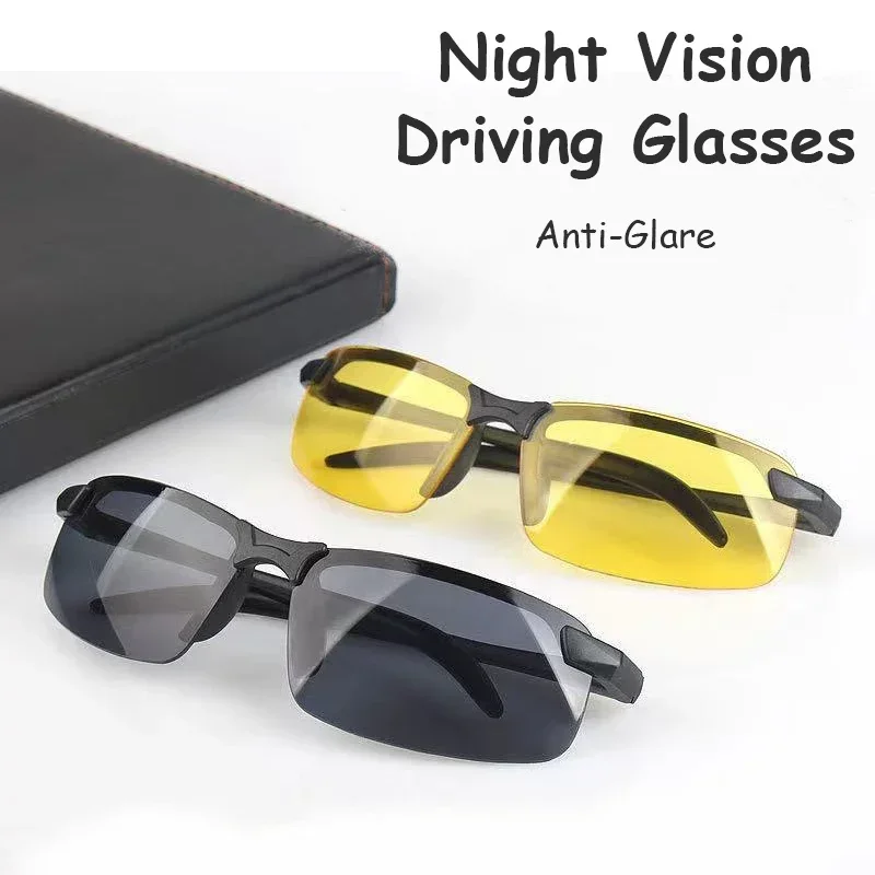 Night Vision Glasses Men Anti-Glare Driving Half Frame Sunglasses for Driver Outdoor Sport Goggles Women Day and Night Eyewear