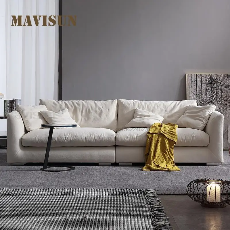 Modern Simplicity Technology Waterproof Fabric Sofa Chaise Ottoman Set For Living Room