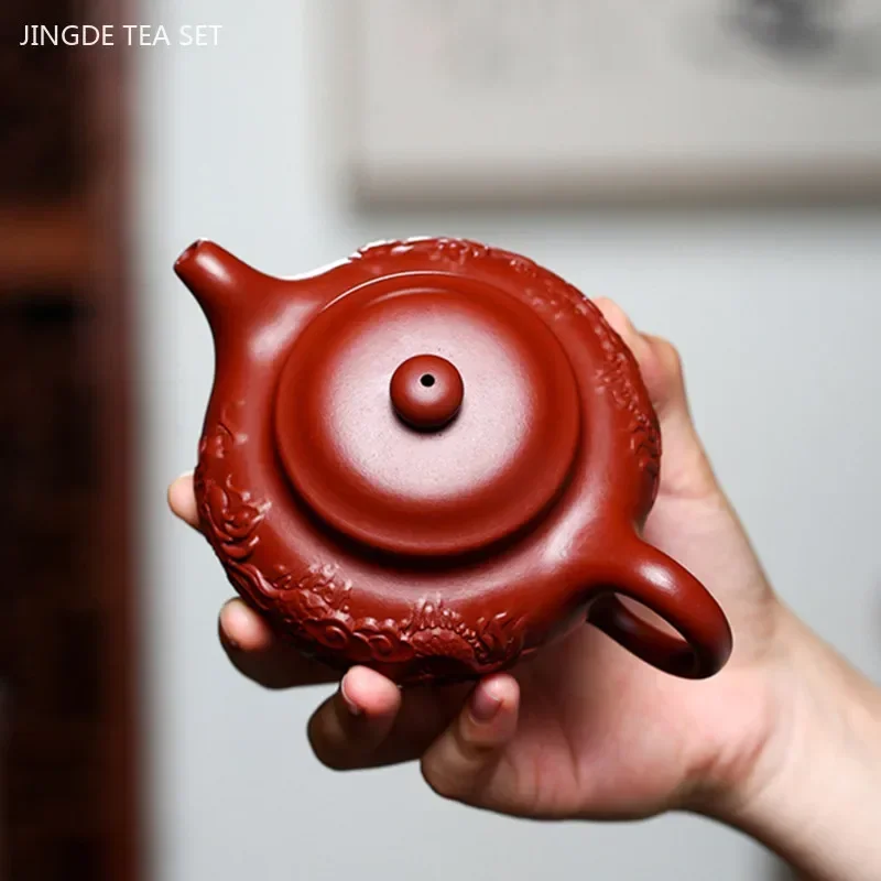 210ml Authentic Yixing Purple Clay Teapot Dahongpao Antique Beauty Tea Infuser Custom Chinese Dragon Pattern Filter Tea Set