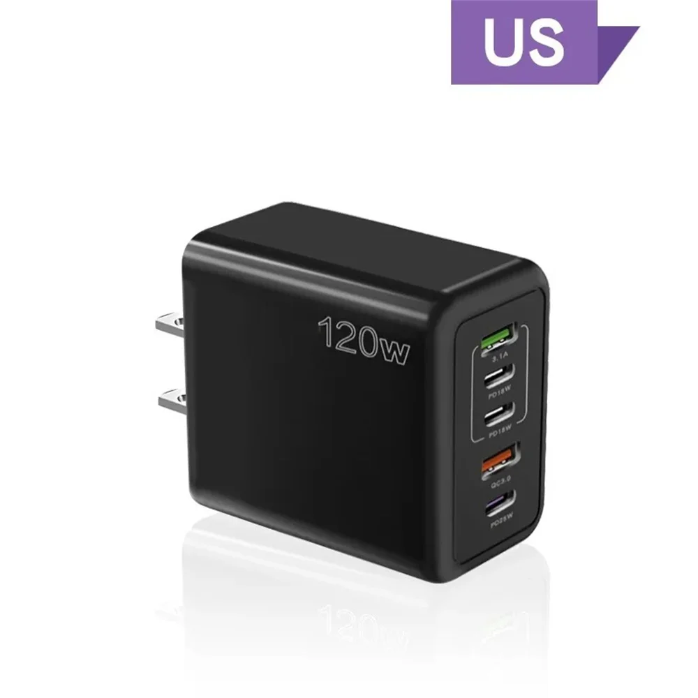 120W USB Charger 5 Ports Type C Fast Charging EU/US/UK Wall Charger Adapter For