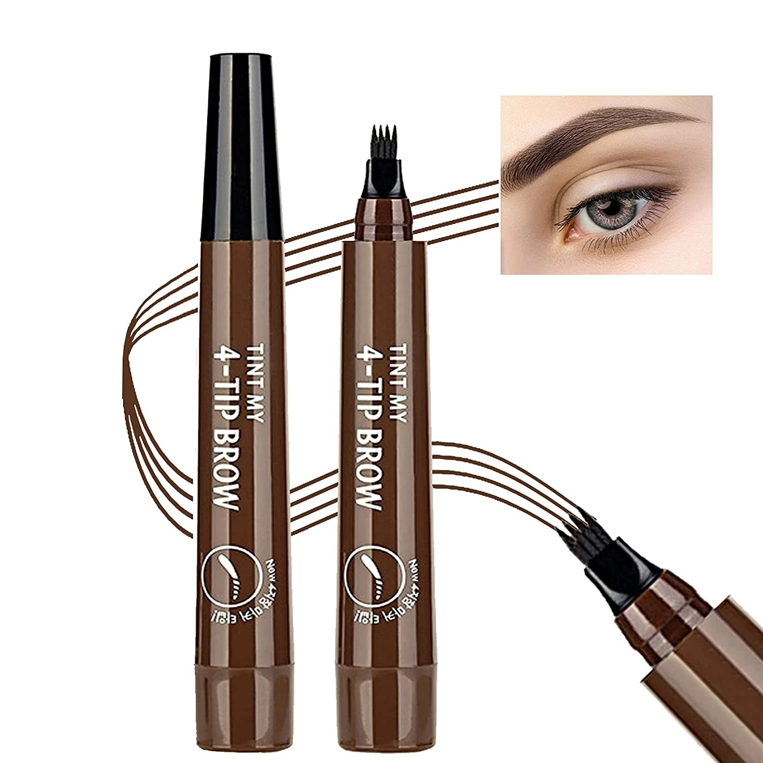 Ebo Eyebrow Tattoo Pen Tint My 4- Tip Eyebrow Waterproof Microblading Eyebrow  Eyebrow Pen Dark Brown - Walmart.com