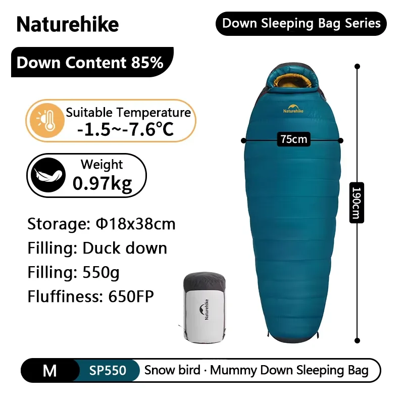 Naturehike Snowbird Duck Down Mummy Sleeping Bag 4 Seasons