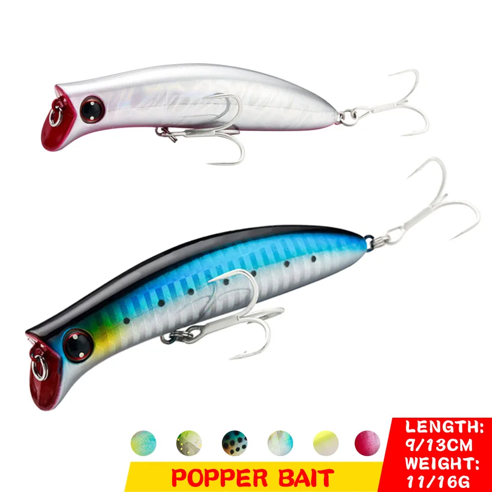 

1PC 13g 16g Popper Fishing Bait Minnow Bionic Hard Bait 3D Eye Artificial Floating Swinging Device For Pike Carp Bass Saltwater