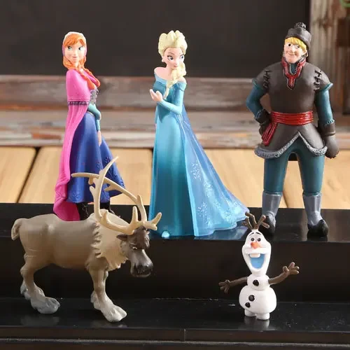 Frozen 5pcs/Set The Snow Queen Elsa Princess Anna Action Figure Kristoff Sven Olaf PVC Model Dolls Collection Birthday Gift Toys