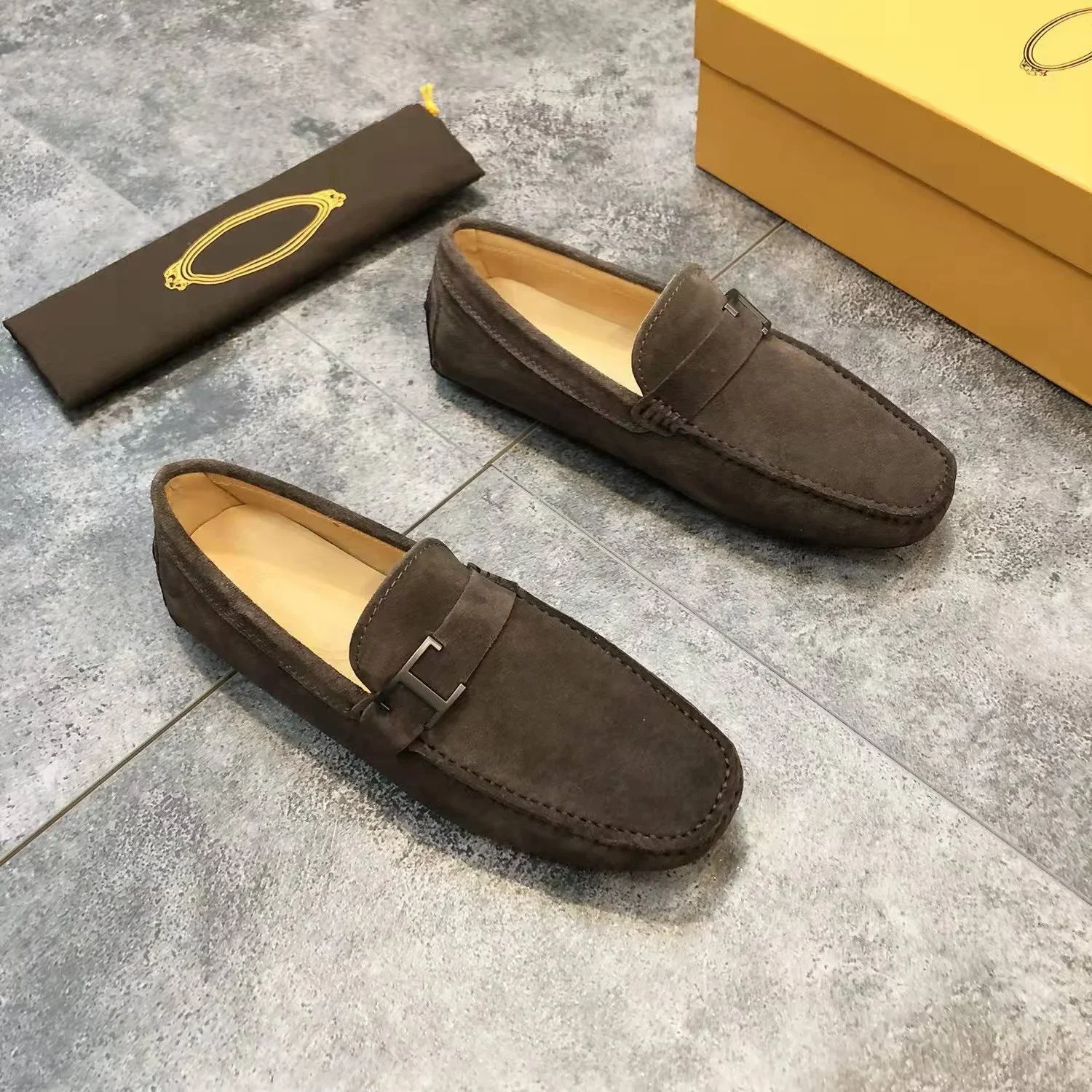 Spring and Autumn Summer New Luxury Men's Genuine Leather Single Shoes Flat Bottom Casual Lefu Shoes Bean Shoes for men loafers
