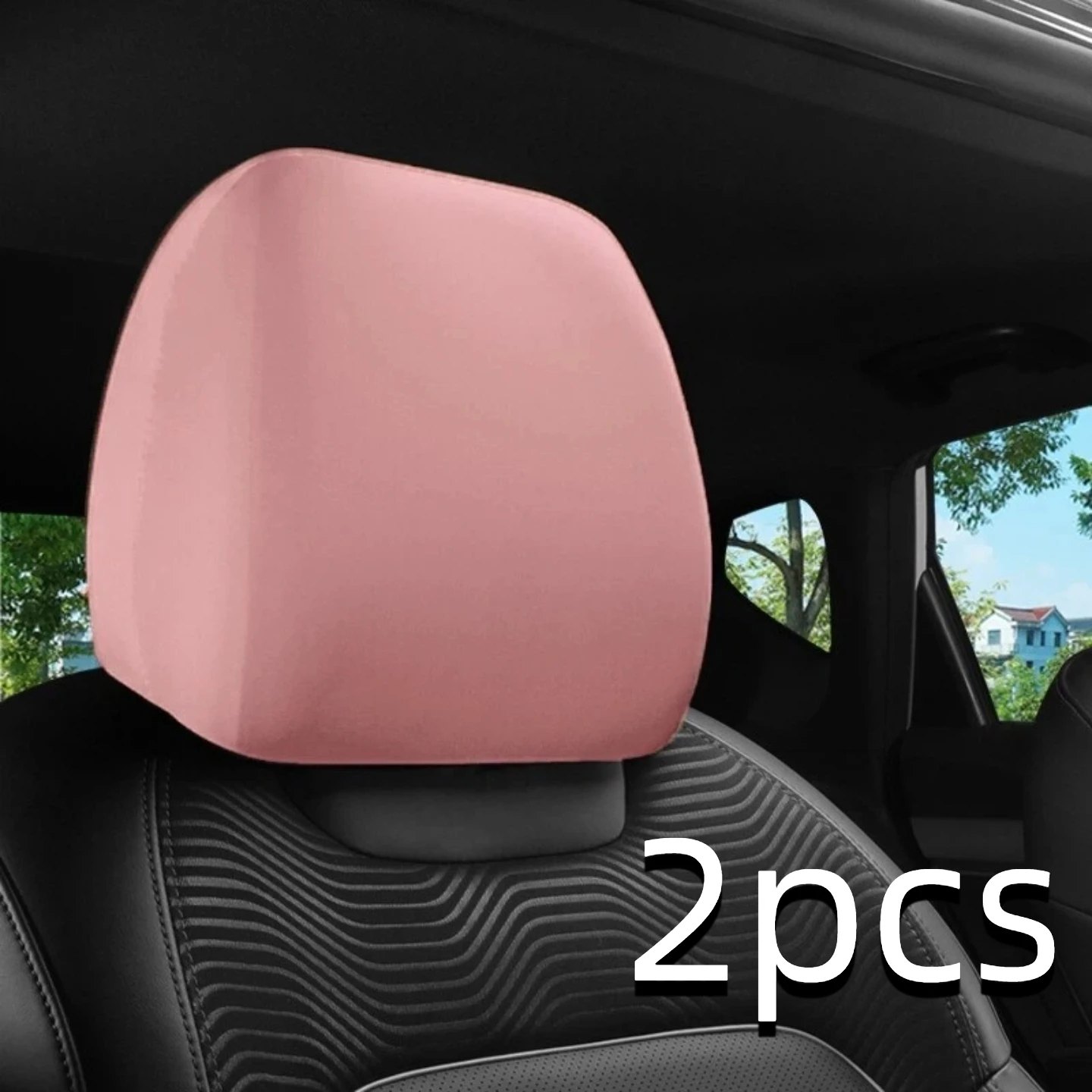 2pcs elastic car seat headrest cover, wear-resistant fit, protective cover, dust cover, washable and reusable