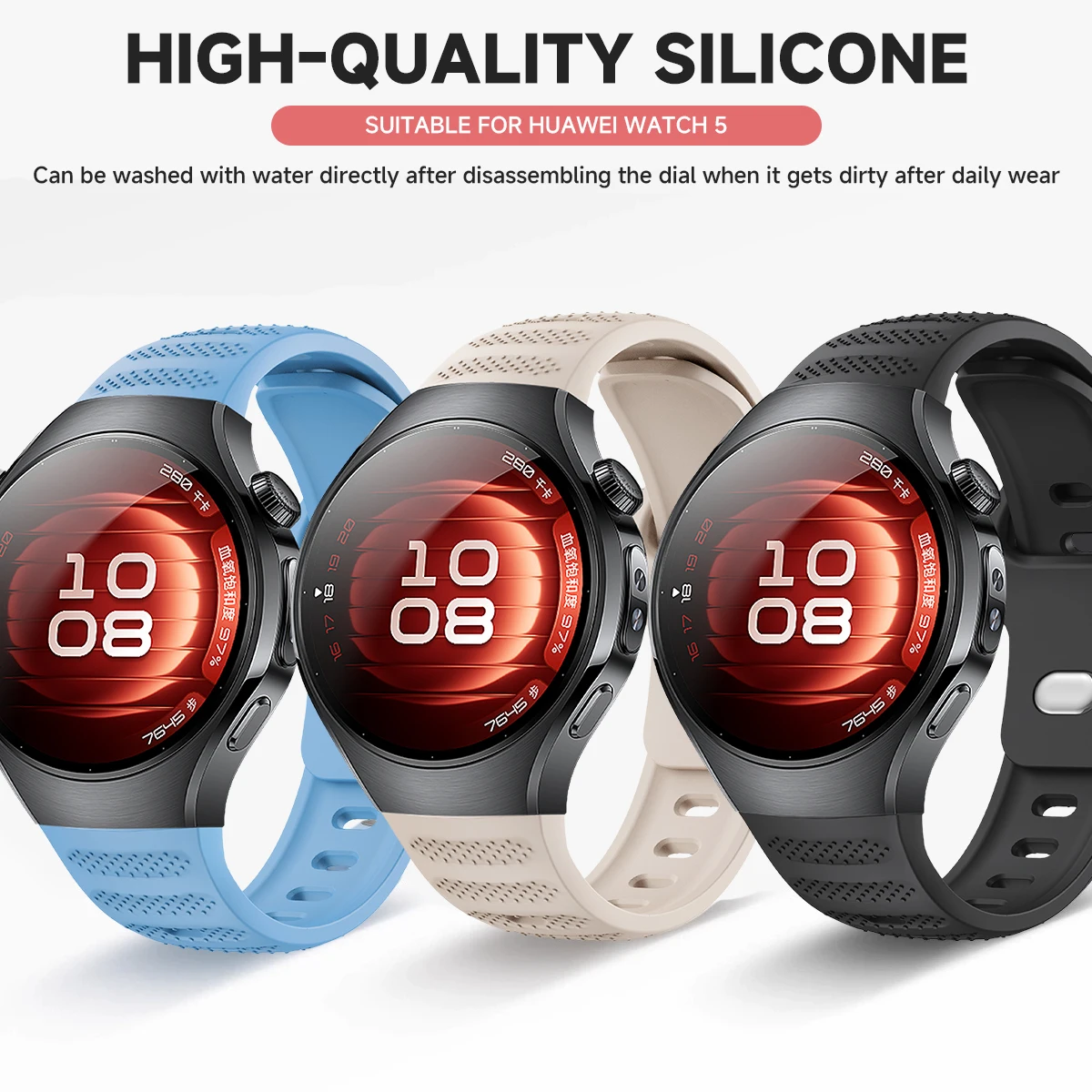 Premium No-Gap Soft Silicone Sport Watch Strap - Universal Fit