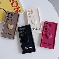 Customized Text 3D Love Heart Case For Samsung Galaxy S20 S21 S22 S23 S24 S25 S26 FE Plus Ultra 5G Luxury Soft Cover 5