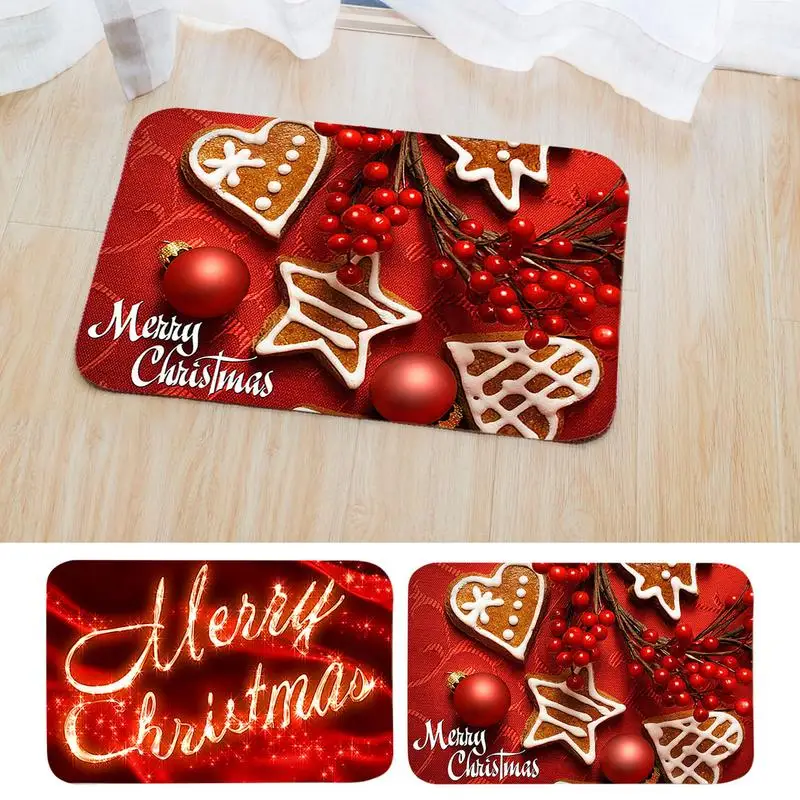 

Merry Christmas Welcome Doormat Anti-slip Highly Absorbent Stain Resistant Carpet 40x60cm/16x24inches Christmas Decorative Rugs