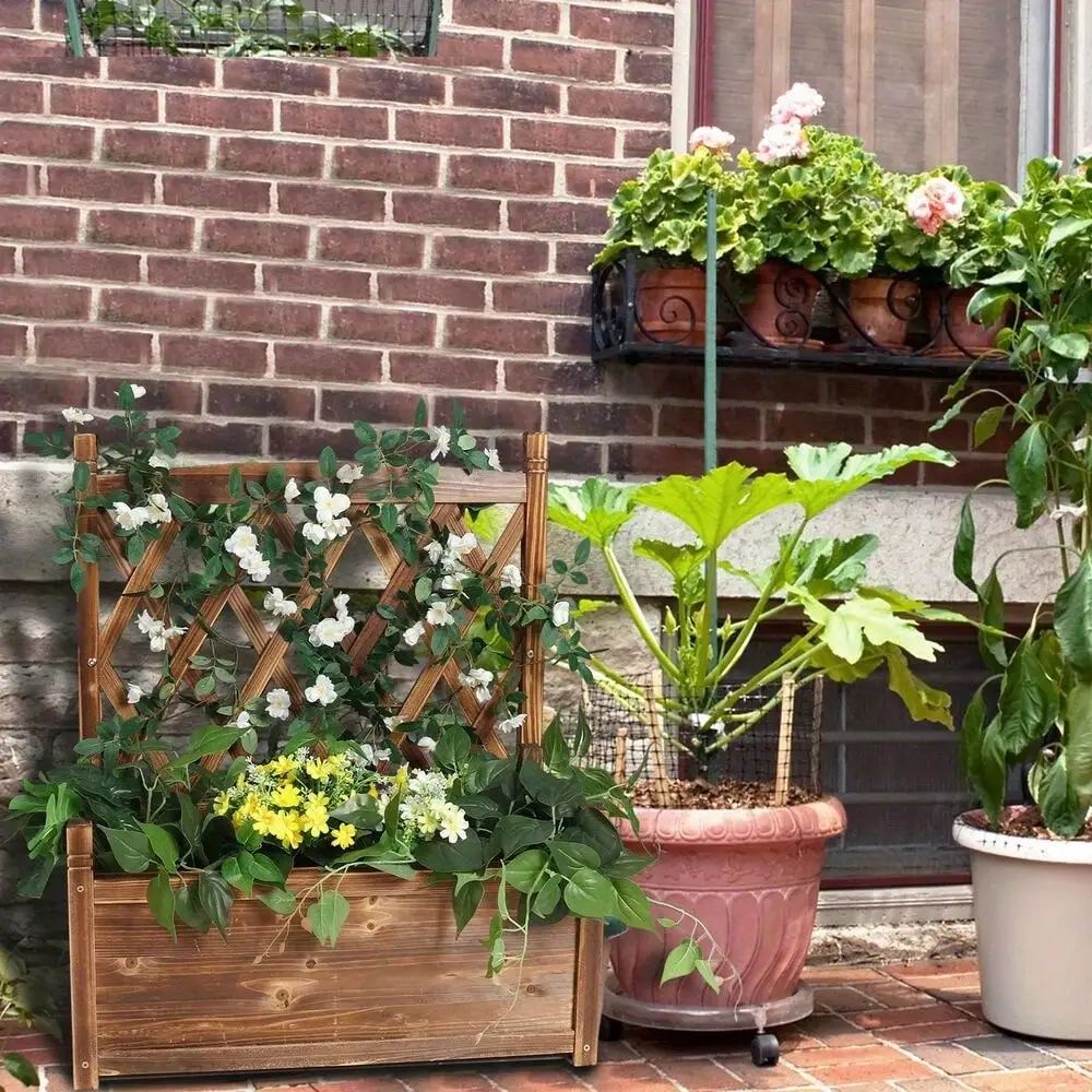 Planter Box Stand Lattice Garden Grow Climbing Flower Hanging Pot Outdoor 6