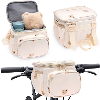 Borsa per bicicletta per bambini, borsa portaoggetti da appendere al telaio anteriore del manubrio, borsa portaoggetti multi-tasca per ciclismo, per bambini e bambine, per scooter