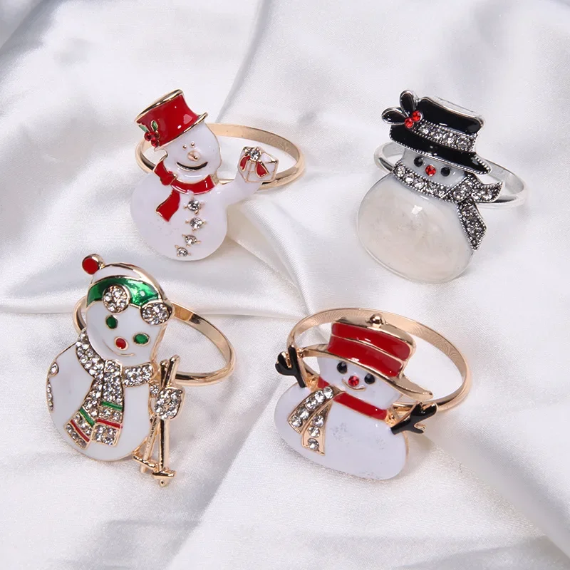 Christmas Napkin Rings Xmas Tree Deer Nutcracker Napkin Holder Rhinestone Napkin Buckle for 2024 Christmas Table Decoration