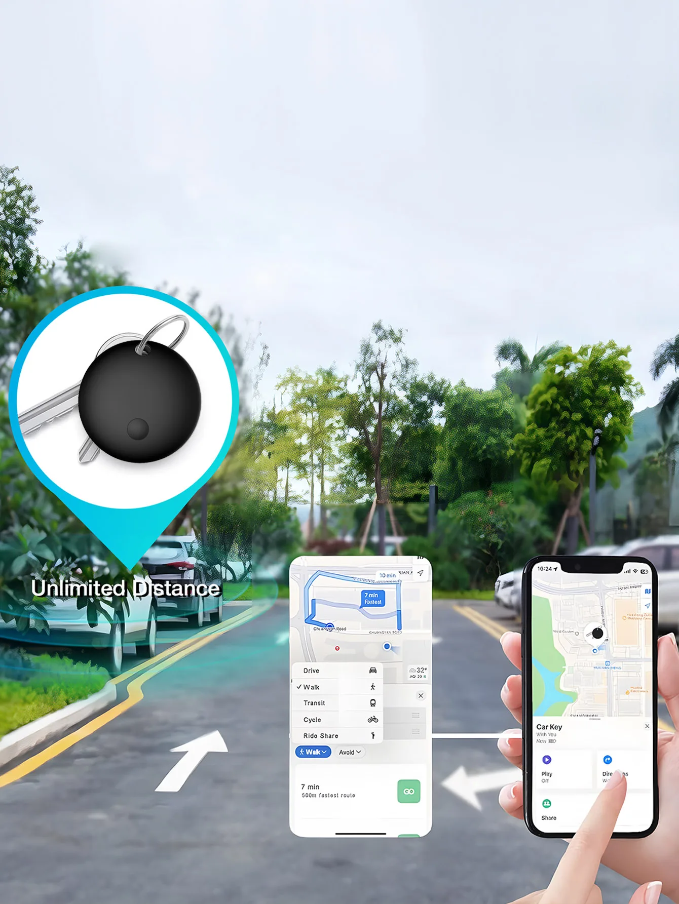 Suitable for Apple Airtag Locator, the Elderly Is Safe, Wallet Key Management, or Pet Care, All Enjoy Global Gps Precise Positioning Tracking, the Mini Body Shape Is Hidden and Powerful Guardian, Let Love and Important Items Never Lost (Apple Mobile Phone Only)