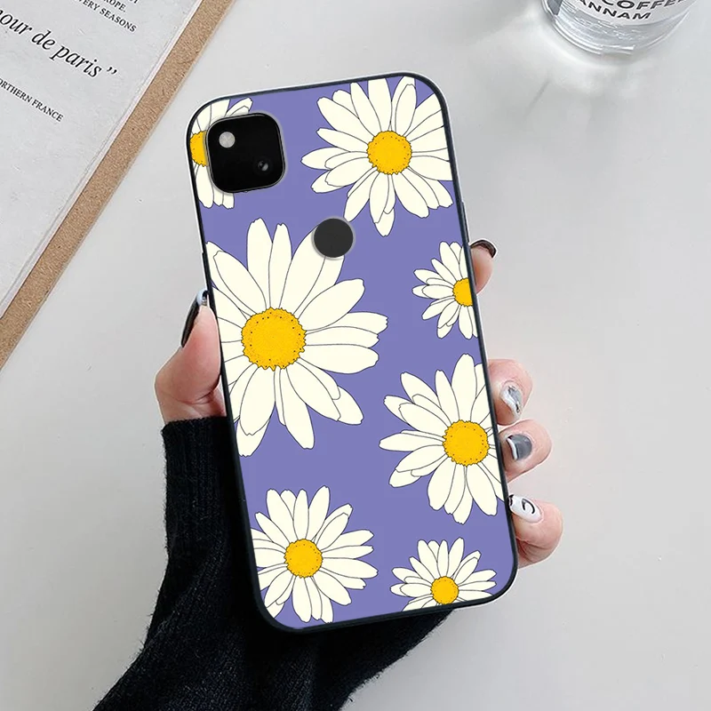 Floral Black Soft TPU Silicone Phone Case Cover