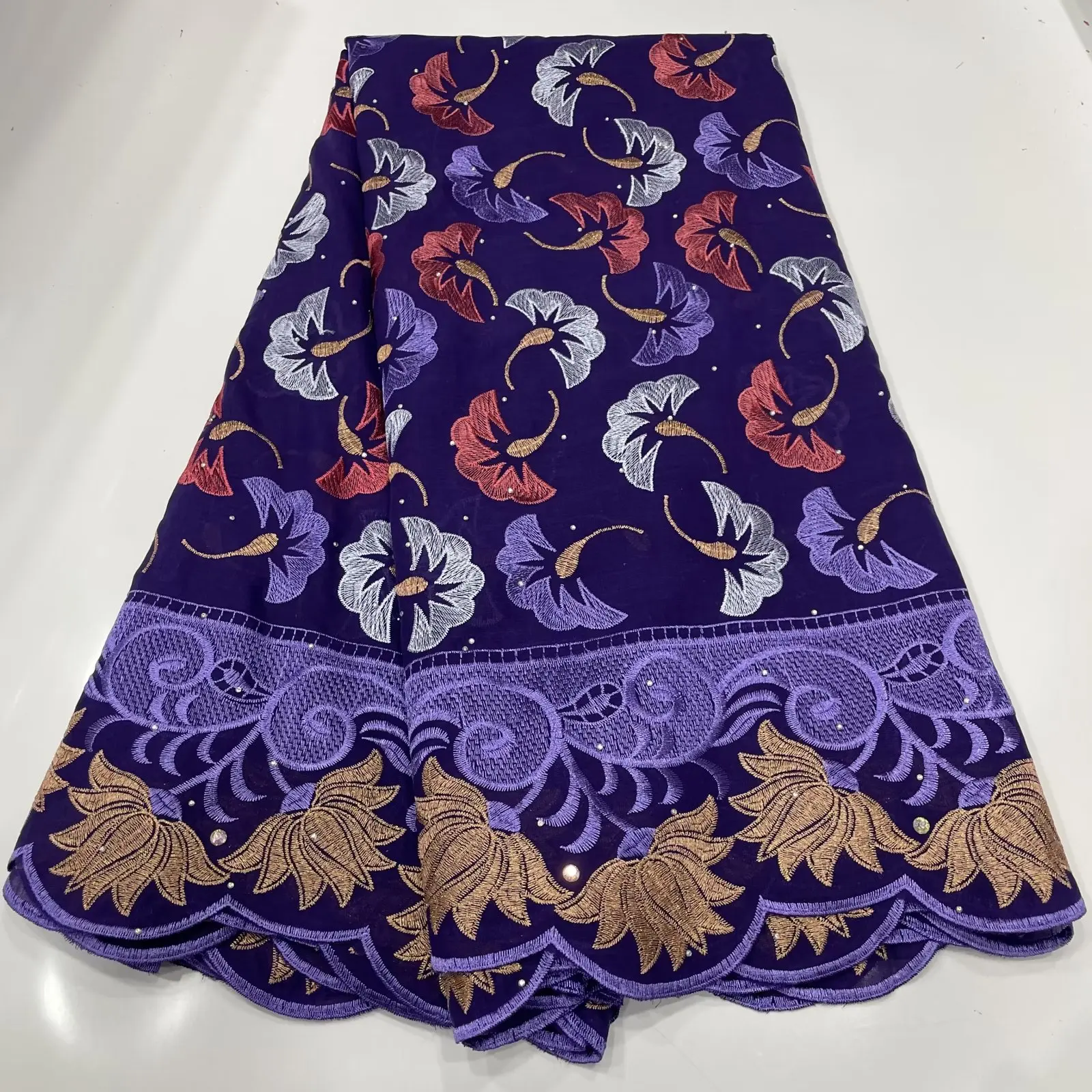 

Swiss Voile Lace Fabric 2023 High Quality Africa Cotton Tulle Lace Fabric With Rhinestones For Women Dresses Sew