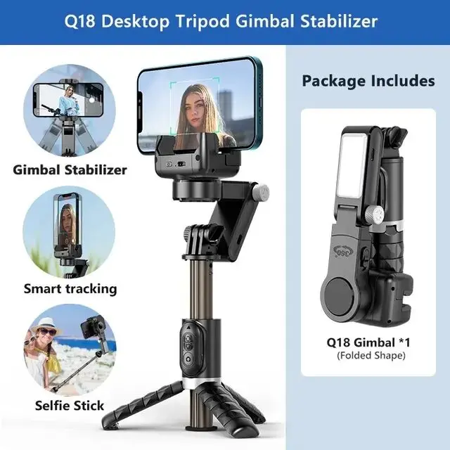 Versatile 360° Rotation Gimbal Stabilizer & Selfie Tripod for Smartphone Photography