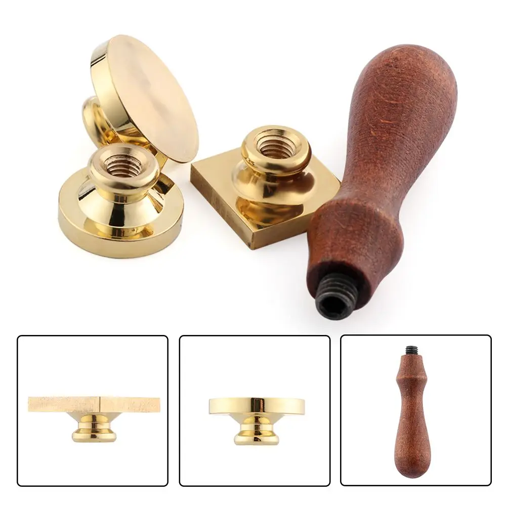 Wooden Wax Sealing Stamp Handle Brass Copper Head for Scrapbooking