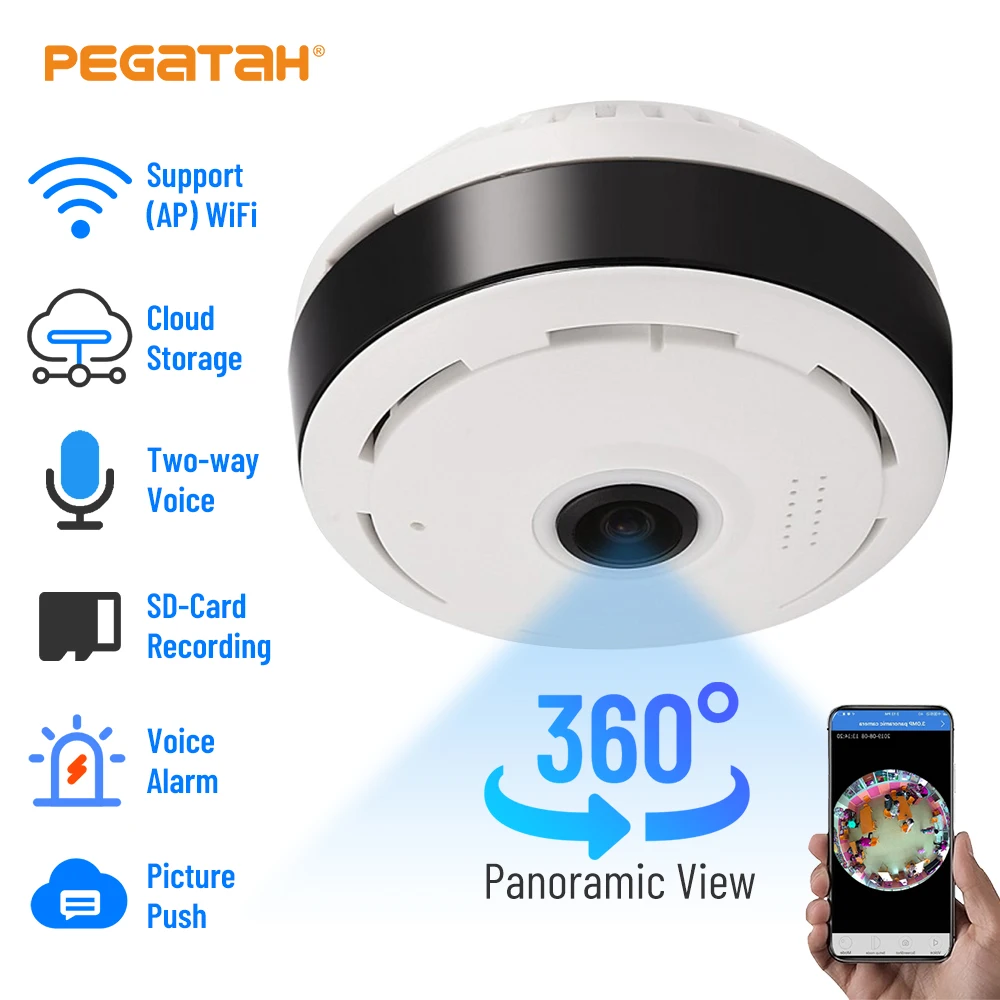 IP-камера видеонаблюдения рыбий глаз 3 Мп 5 МП Wi-Fi |