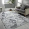 Soft Carpet For Living Room Fluffy Modern Bedroom Bedside Rug Tie-Dyed Grey Indoor Shag Carpets For Kids Nursery Room Home Decor 1