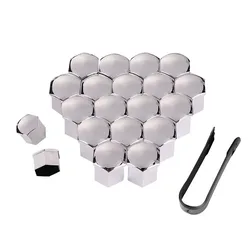 Car Wheel Nut Bolt Covers - Black Plastic Anti - Dust Tire Accessories (20/80 Pieces) - 19MM (Silver plating - 20pcs)
