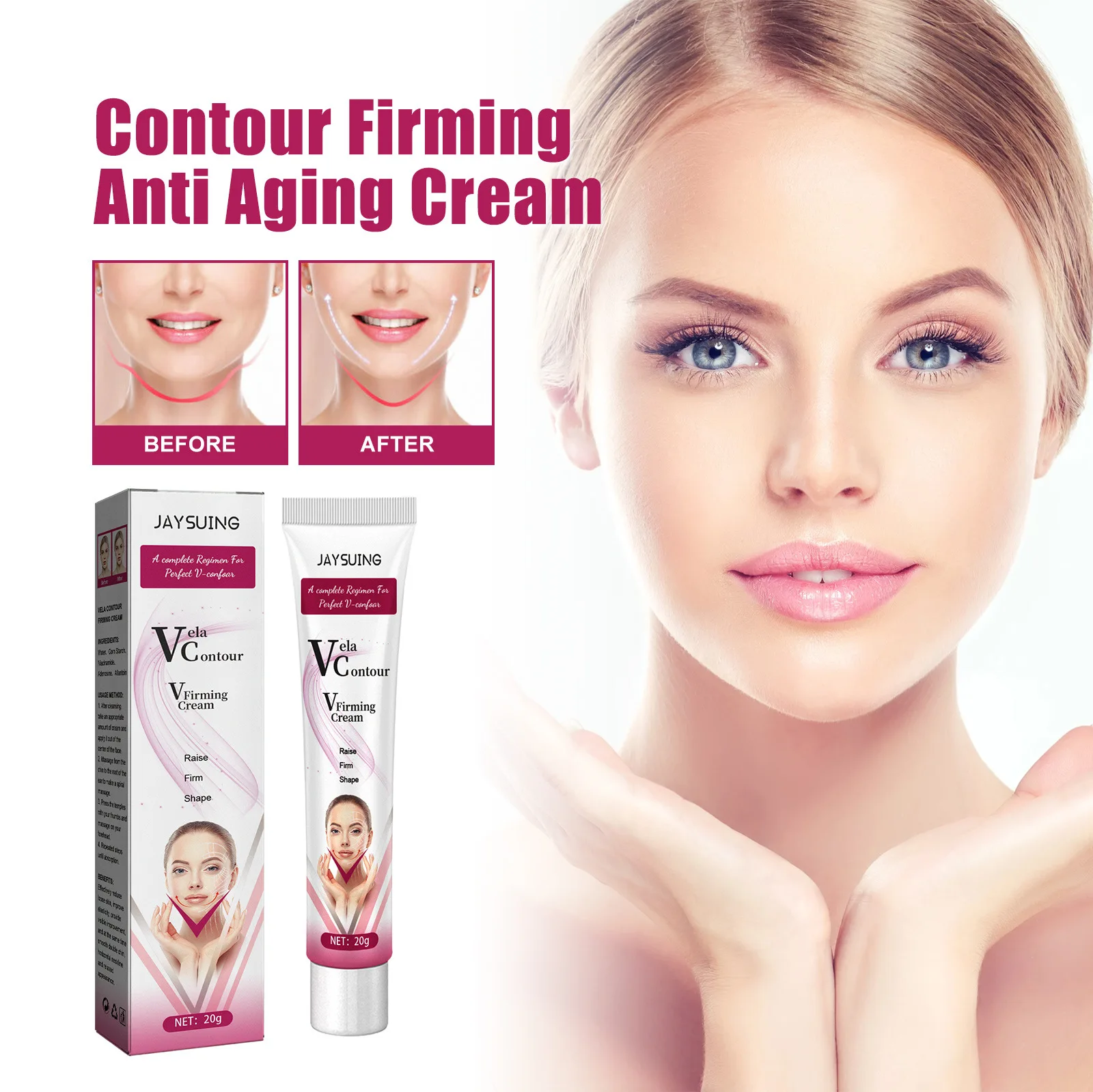 

Jaysuing Face Tightening Cream Jawbone Firming Lifting Facial Contour Anti-Aging Cream Deep Hydrating Moisturizing Whitening