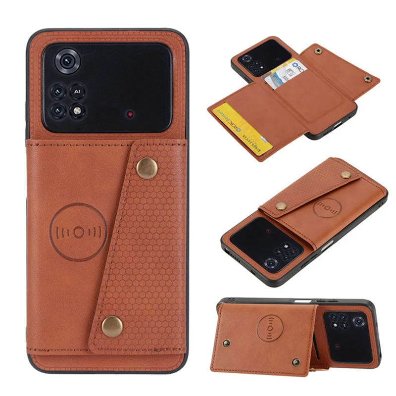 

Кожаный чехол-кошелек для Xiaomi POCO M4 Pro, автомобильный магнитный держатель, слот для карт, чехол для телефона Poko Little M4Pro M 4 Pro 4Pro M4 Pro 4G
