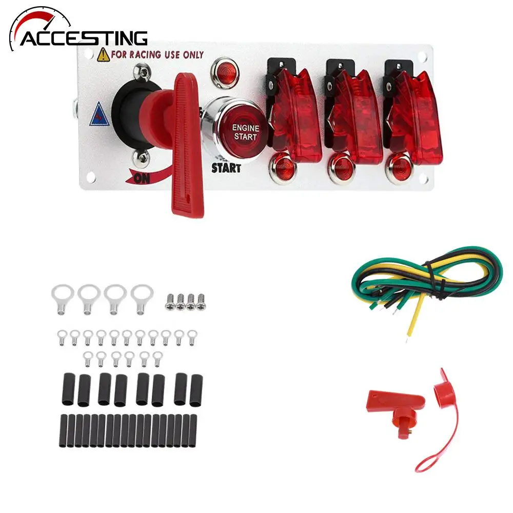 Racing Car Ignition Switch Panel mit LED Toggle 12 V Ignition Switch Panel Engine Start Push