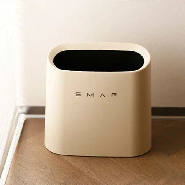 

France Cream Color Trash Can Bathroom Trash Bin with Lid Waterproof Narrow Seam Rubbish Bin Luxury Toilet Waste Garbage Bin