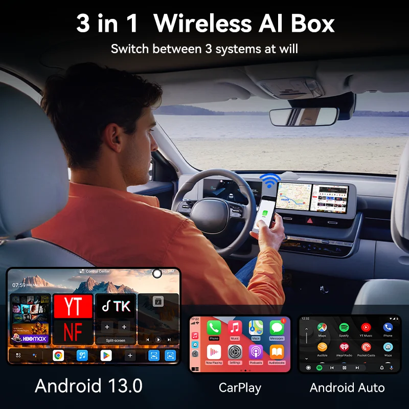 Getpairr Android 13 CarPlay AI Box Qualcomm SM6125 Wireless