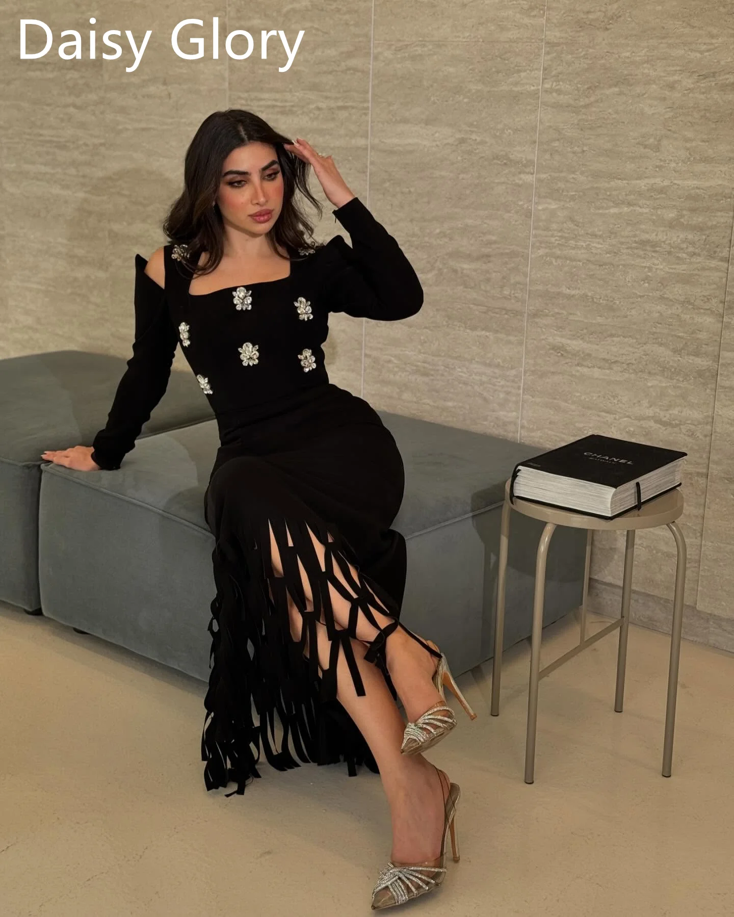 فساتين حفلة موسيقية سوداء جديدة للمرأة الطابق طول...