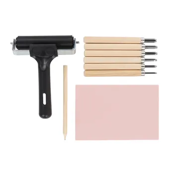 Stamp Making Kit Assorted Carving Knives Carving Block Flexible Roller Stamp Carving Tools for DIY Arts Beginners