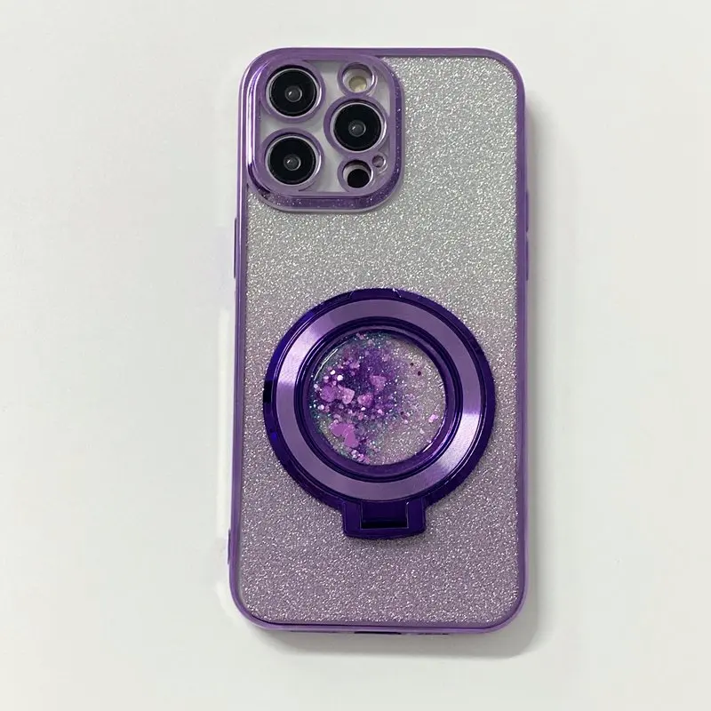 Quicksand Glitter Ring Stand Phone Case with Enhanced Protection and Elegant Design