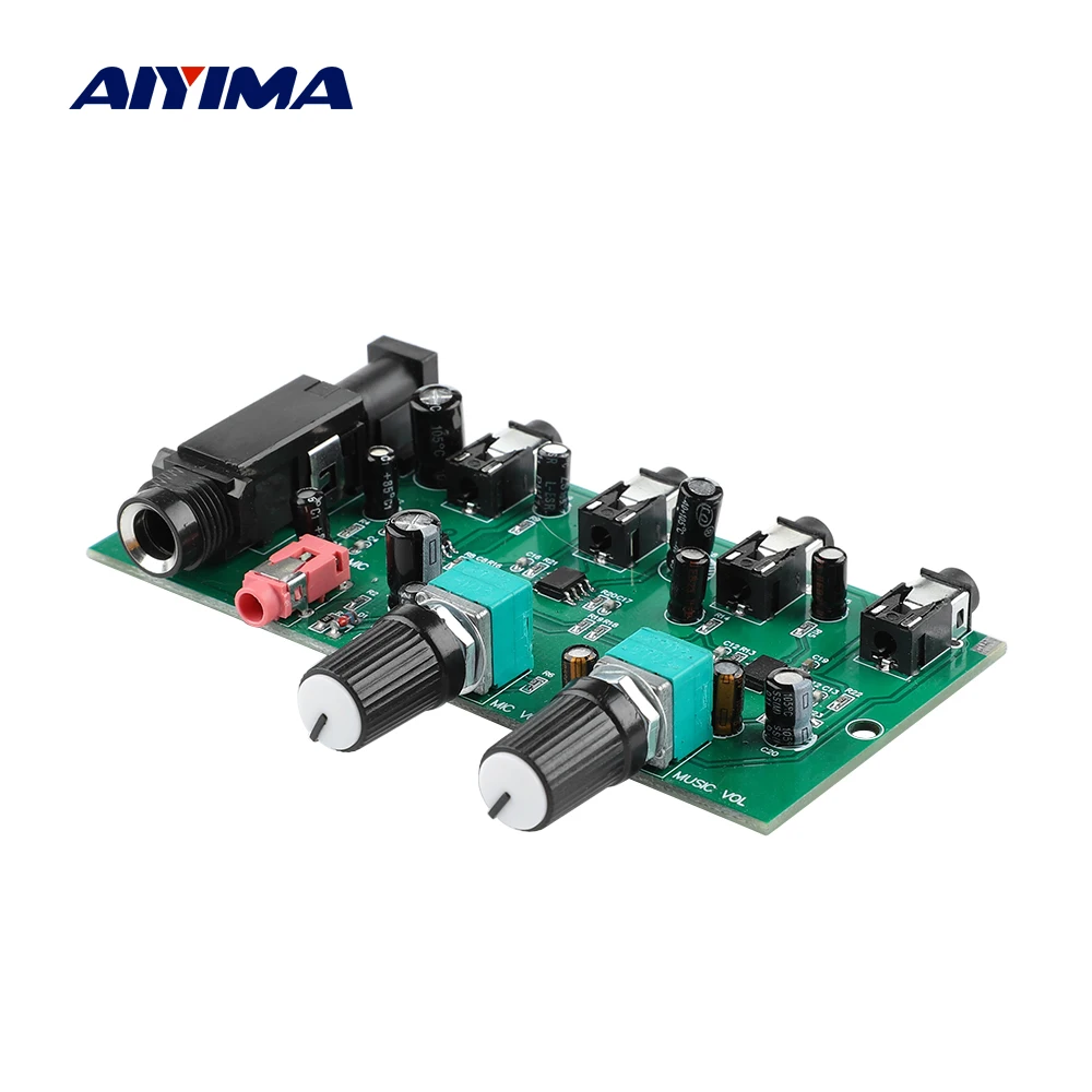 AIYIMA 2Way Music Preamplifier Micophone Amplifier Board Karaoke Mixing Amplification Computer Audio Signal Mixer Board DC 12-24