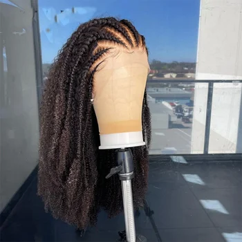 180Density Black  Soft 26“Long Kinky Curly Lace Front Wig For Women Babyhair Prelucked Heat Resistant Synthetic Glueless