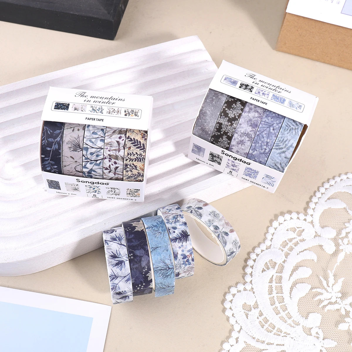 5롤/박스의 와시 테이프, 스크랩북 및 선물 포장에 적합합니다.
