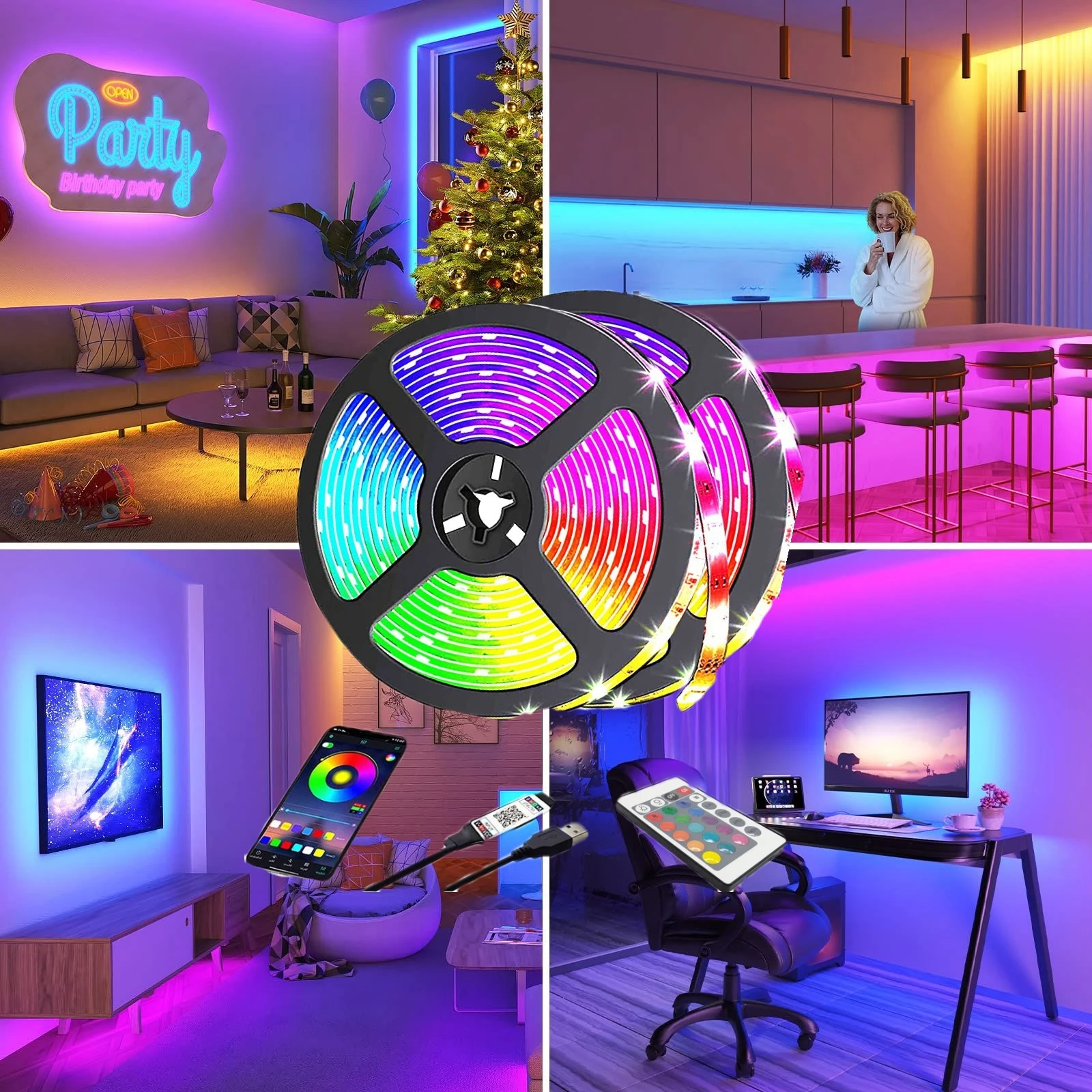

Светодиодная лента RGB 5050/3535 для подсветки телевизора, 5/10 м