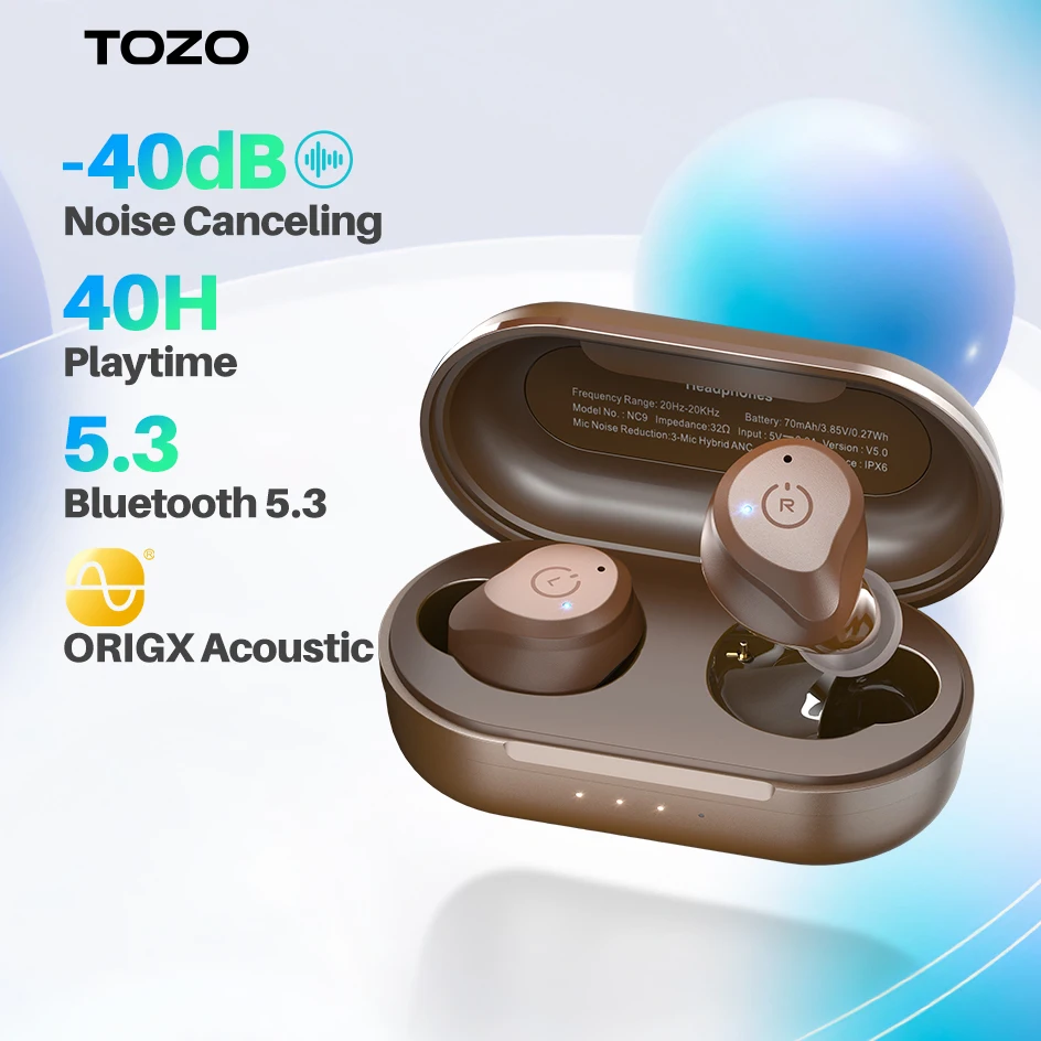 TOZO T10 Bluetooth 5.3 Earphones ,Wireless Headphones , AI Enhanced Calling  With Deep Bass, IPX8 Waterproof Earbuds ,45H Play