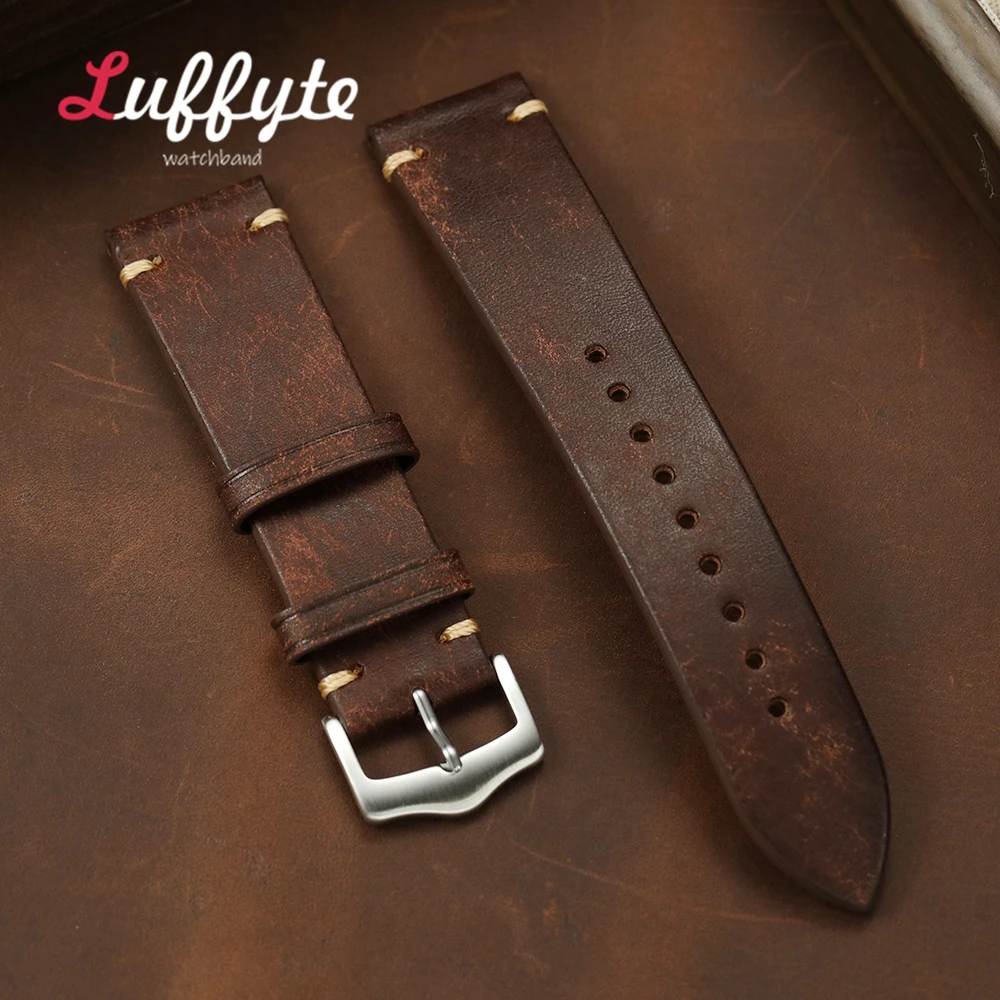 Vintage Frosted Cowhide Leather Watch Strap - High-Quality Accessory