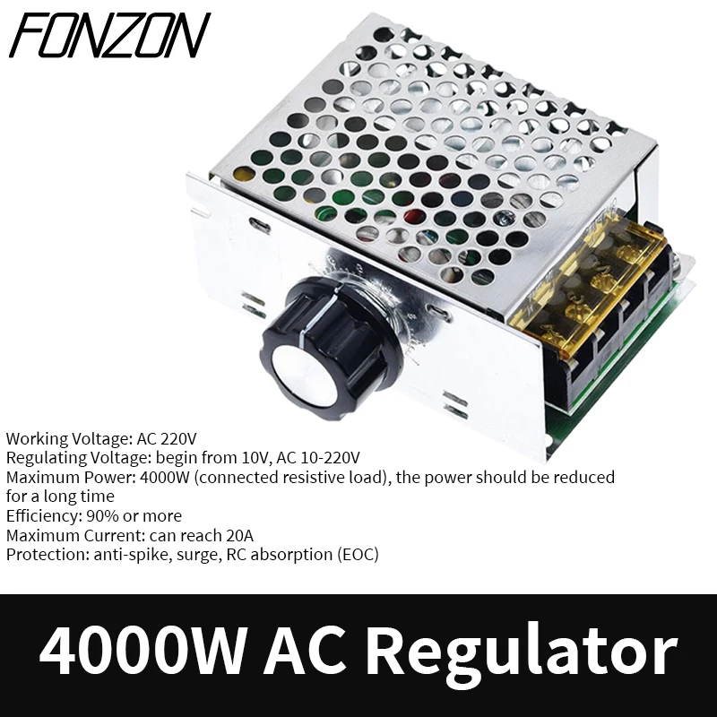Description Picture 2 of itemHigh-power PWM 4000W/2000W 220V LED SCR AC adjustable motor speed controller dimmer speed regulator voltage regulator thermostat