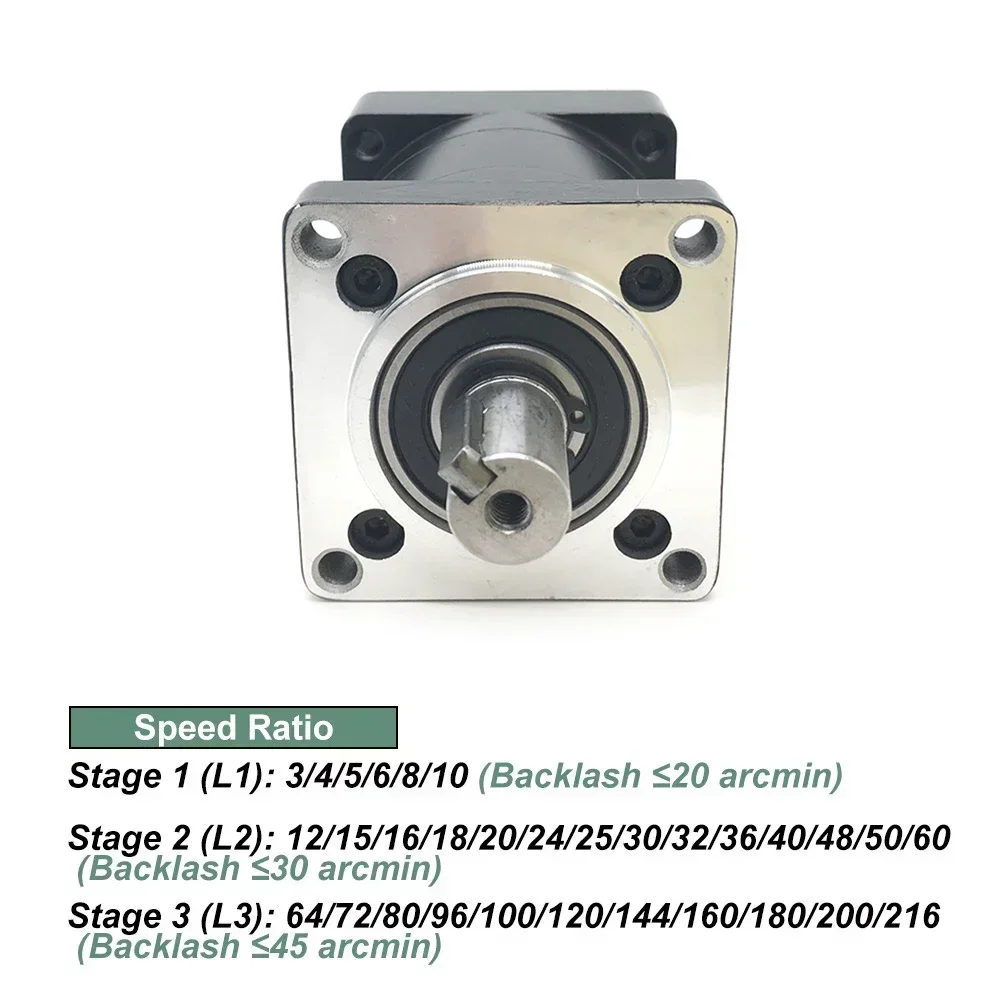 저렴한 경제 유성 감속기 Nema42 110mm 비율 3216:1 70Nm 3000RPM 19mm 입력 22mm 출력 속도 스텝다운 기어박스