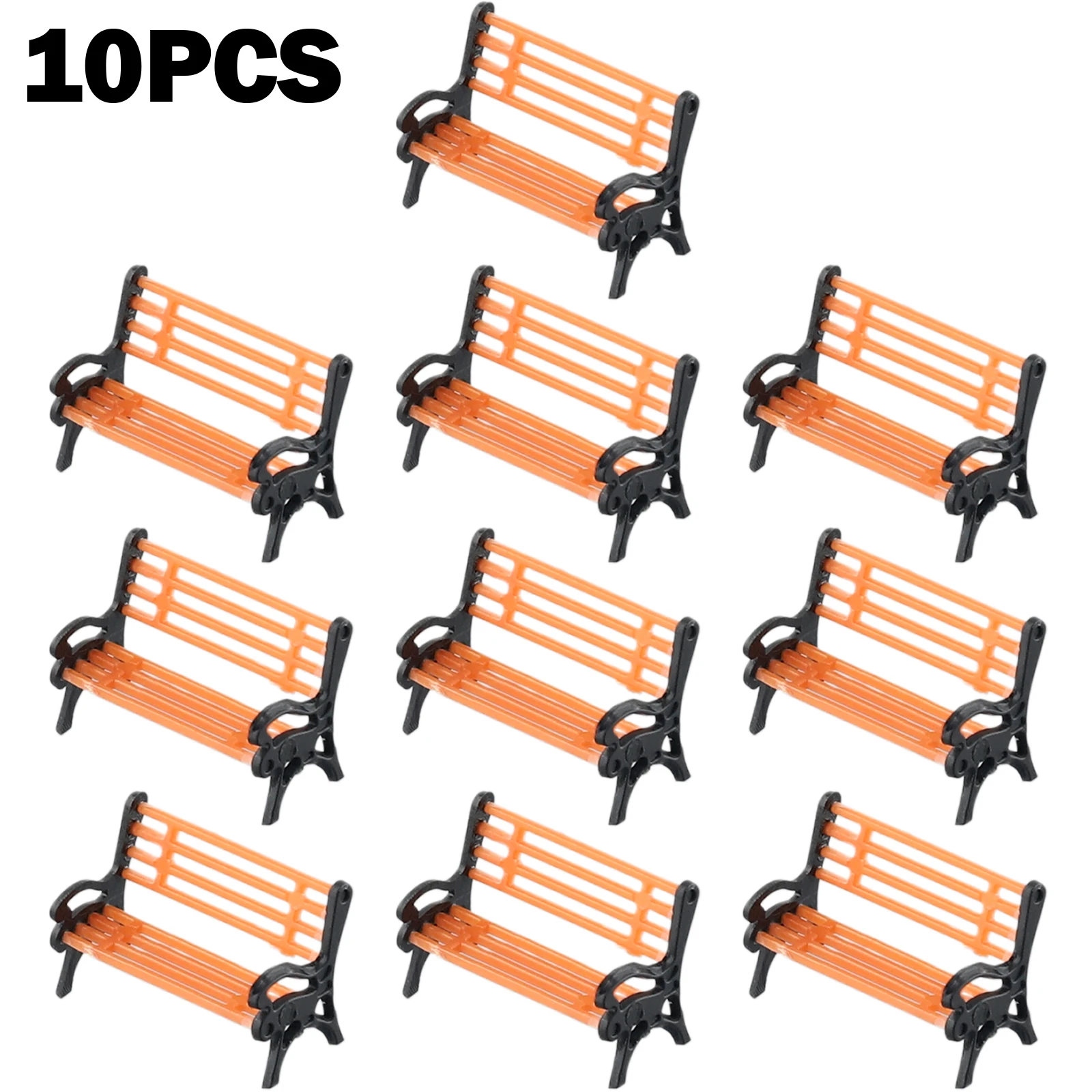 Miniature Ornament Miniature Figurines Miniature Scenery Material 10pcs 1:87 Park Bench Chair Model Dollhouse Miniature Bench Settee Scene Layout Furniture Toys Park Chair