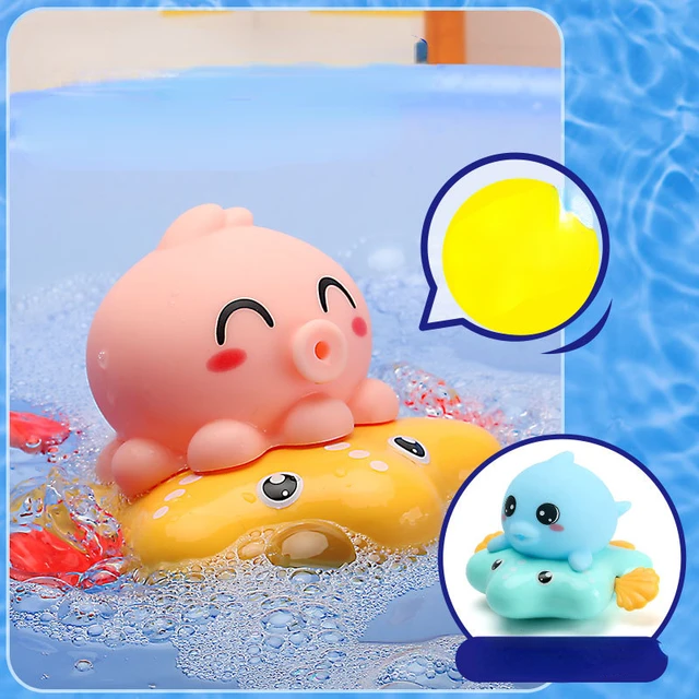 Baby Bathroom Bath Entertainment Toys Children Playing Water Spray Octopus Piglet Flying Fish Baby Bath Clockwork Swimming Toys 1