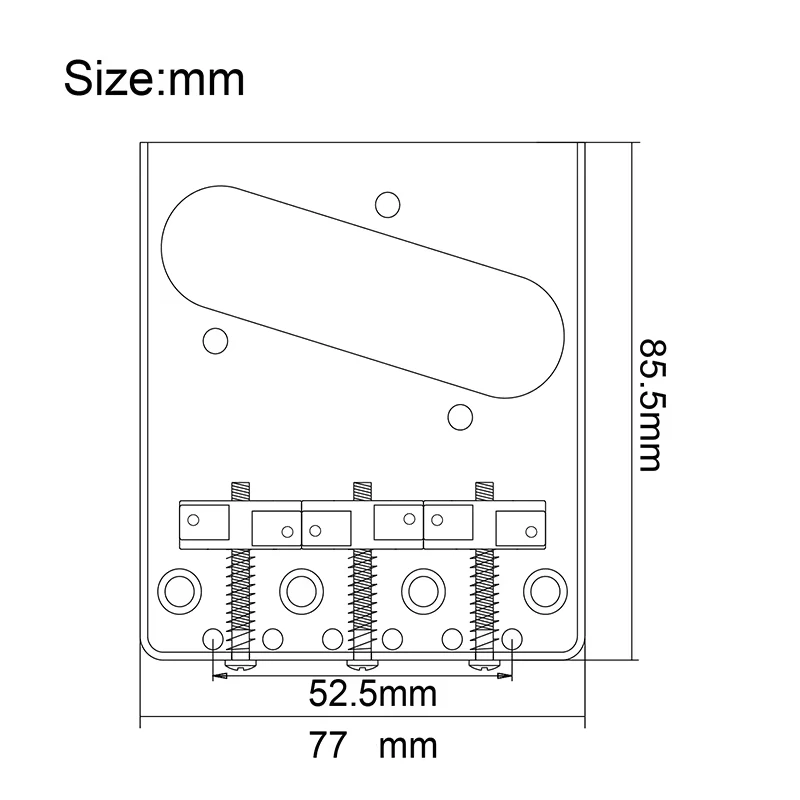 Vintage Telecaster TL Bridge System | Sattel-Array aus Messing mit 3 Schrauben | Verchromter Aschenbecher mit Intonationsschrauben für Tele-Gitarre – Detail 17