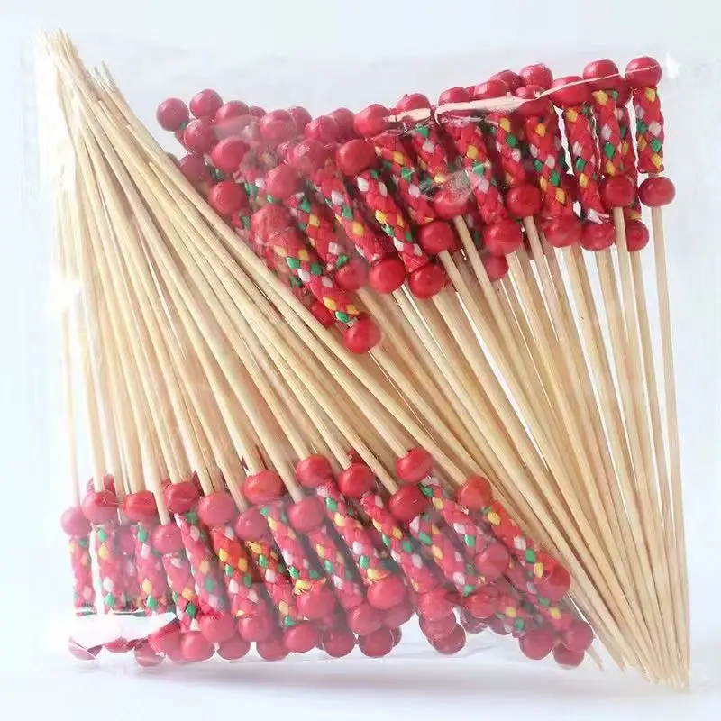 100 Bastoncini Cocktail In Bambù Con Decorazione Hamburger – Spiedini Per Cibo, Panini E Frutta (12 Cm)