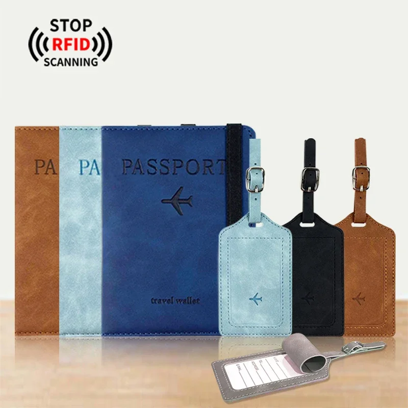 RFID Blocking Travel Passport and Credit Card Holder Case - Stylish PU Leather Protective Accessory