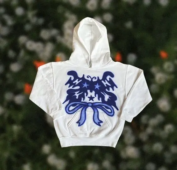 

Pullover European American Y2k Sports sweatshirt 2000s Aesthetic Retro Women Advanced Bow print Hip Hop Fashion Rock Hoodies Emo