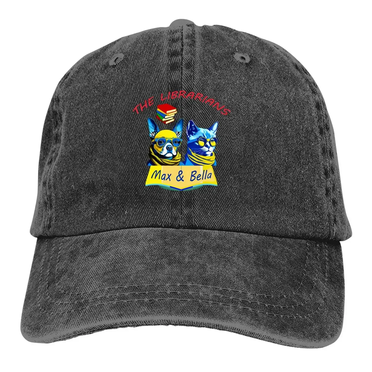 

Cartoon Animation About Books Multicolor Hat Peaked Women's Cap Dog And Cat Personalized Summer Visor Protection Hats